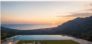 Infinity pool overlooking the Mediterranean landscape