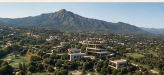 Aerial view of the exclusive La Zagaleta community
